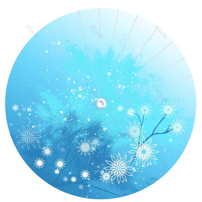 花纹图片,雨伞元素,蓝色PNG,免抠素材